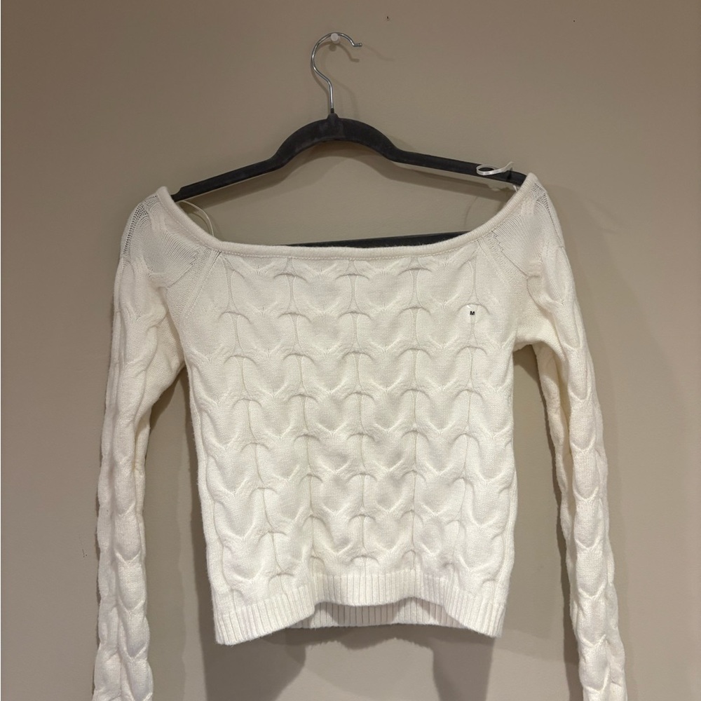 Aeropostale Off-White Off-the-Shoulder Sweater